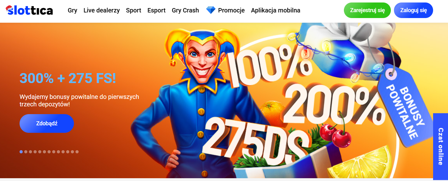 Slottica Casino – strona glówna platformy